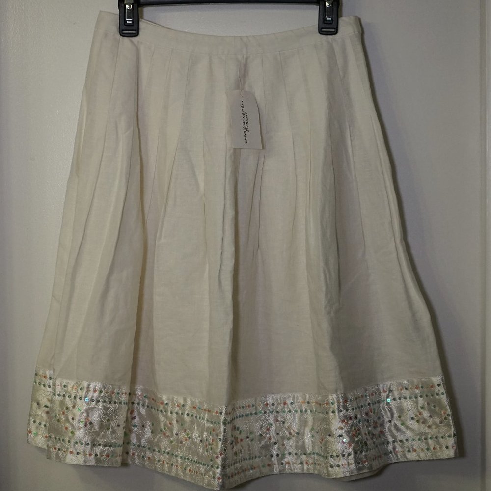 Ice linen pleated skirt sequins